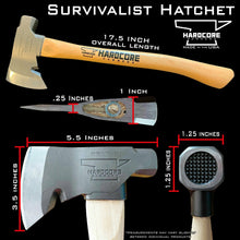 Load image into Gallery viewer, Hardcore Hammers- Survivalist Hatchet- Midnightmare Blue 18in.